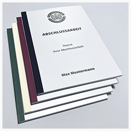 Abschlussarbeiten im Softcover mit Klebebindung Ansicht aller Farben der Softcover-Bindemappen