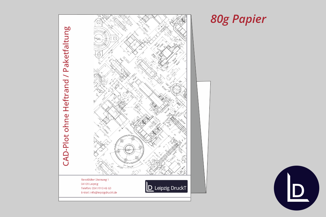 CAD-Plots gefaltet ohne Heftrand  