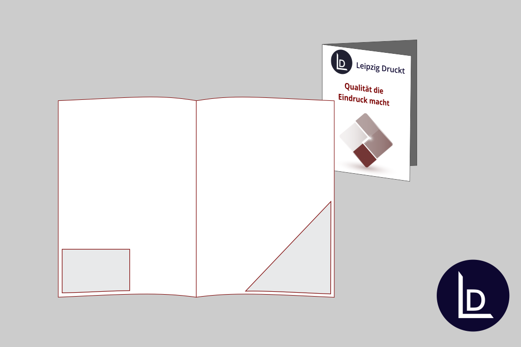 Mappen mit Klebeecke und Visitenkartentasche